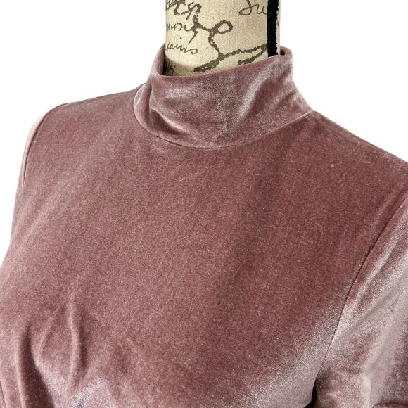 Madewell Women's Velvet Mini Dress Frosty Mauve Mockneck Shift Dress, Size Small - Picture 8 of 10